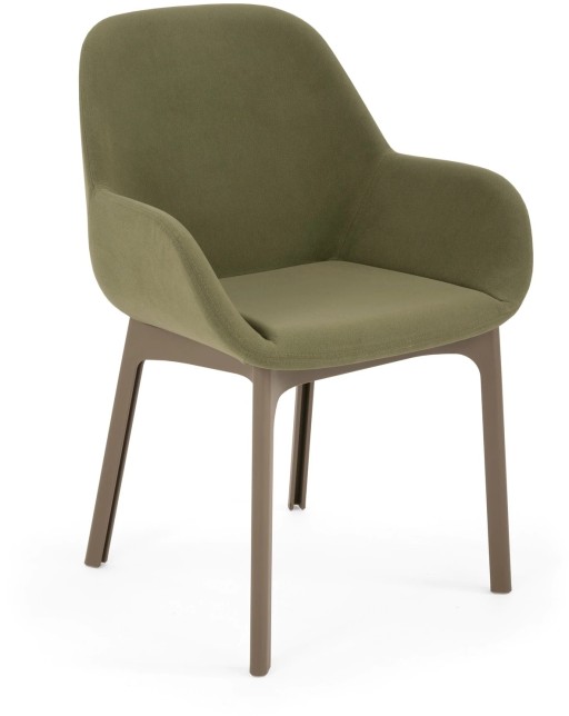 Scaun Kartell Clap design Patricia Urquiola  baza grej  tapiterie Aquaclean verde