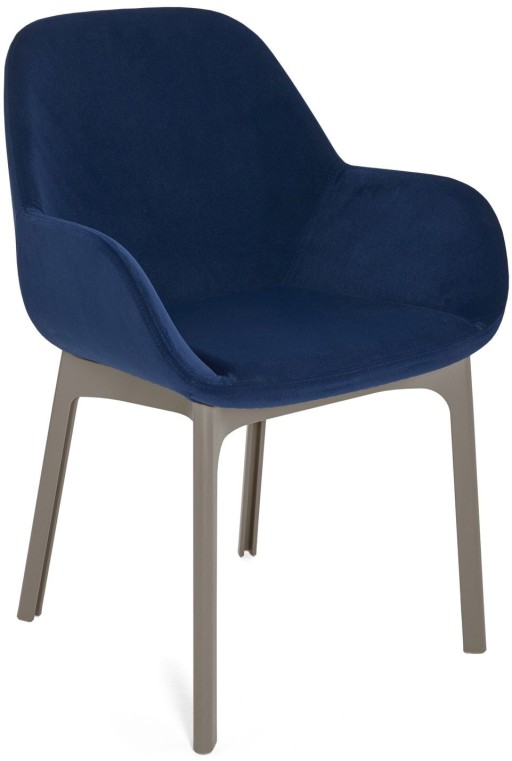 Scaun Kartell Clap design Patricia Urquiola  baza grej  tapiterie Aquaclean albastru