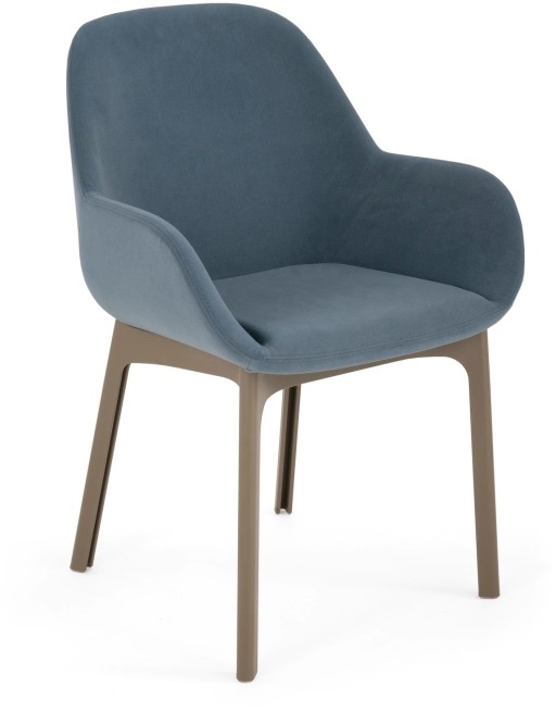 Scaun Kartell Clap design Patricia Urquiola  baza grej  tapiterie Aquaclean albastru pudrat