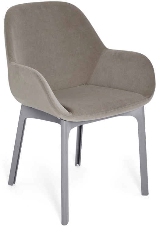 Scaun Kartell Clap design Patricia Urquiola  baza gri  tapiterie Aquaclean ecru