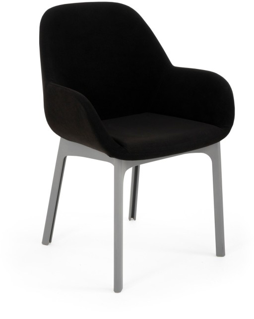 Scaun Kartell Clap design Patricia Urquiola  baza gri  tapiterie Aquaclean negru