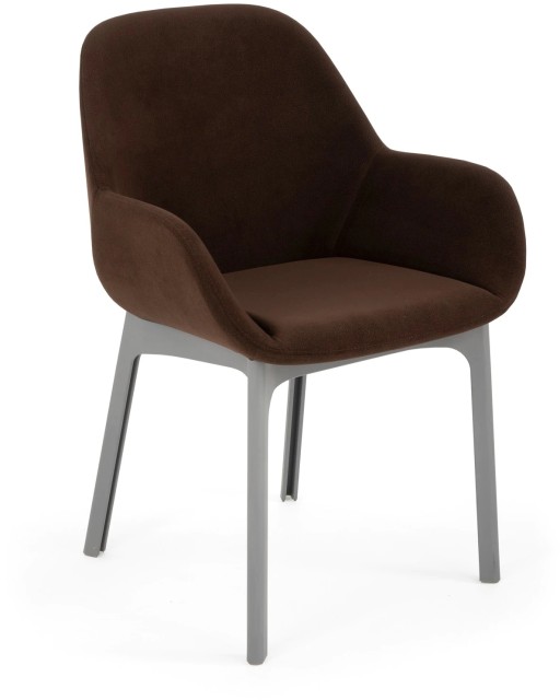 Scaun Kartell Clap design Patricia Urquiola  baza gri  tapiterie Aquaclean maro