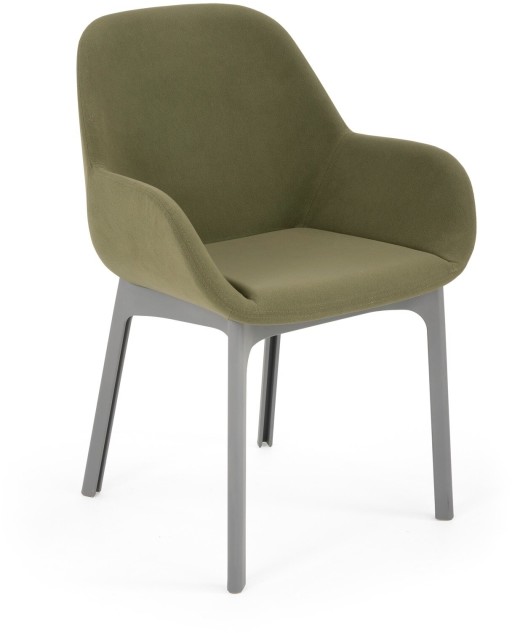 Scaun Kartell Clap design Patricia Urquiola  baza gri  tapiterie Aquaclean verde
