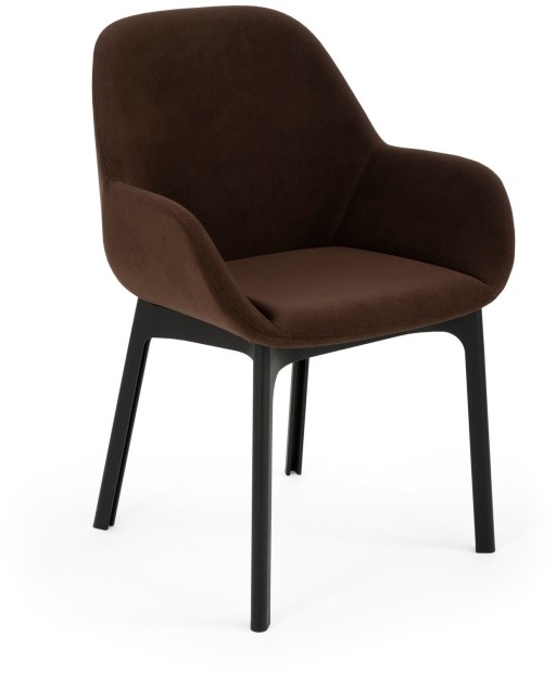 Scaun Kartell Clap design Patricia Urquiola  baza negru  tapiterie Aquaclean maro