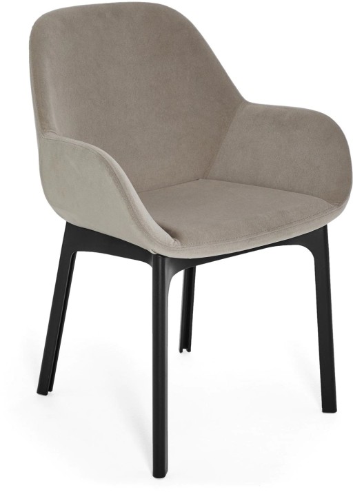 Scaun Kartell Clap design Patricia Urquiola  baza negru  tapiterie Aquaclean ecru
