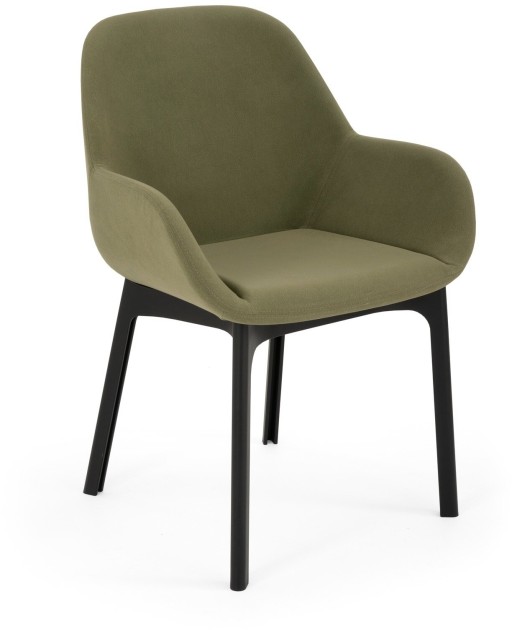 Scaun Kartell Clap design Patricia Urquiola  baza negru  tapiterie Aquaclean verde