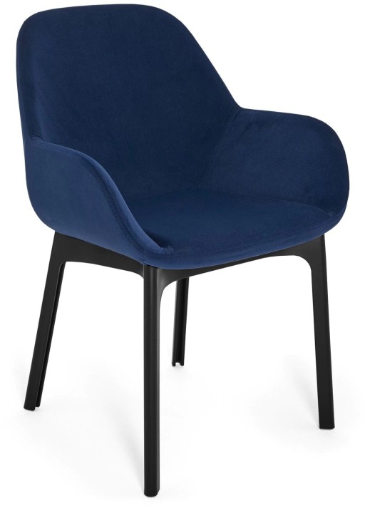 Scaun Kartell Clap design Patricia Urquiola  baza negru  tapiterie Aquaclean albastru