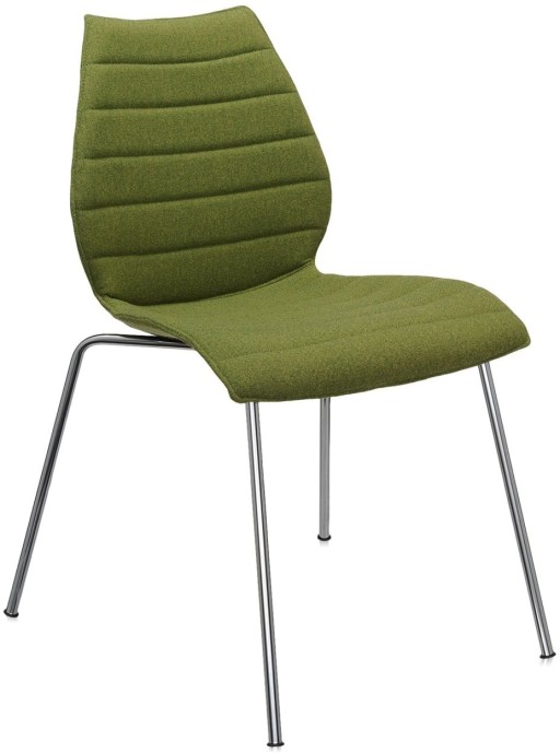 Scaun Kartell Maui Soft Trevira design Vico Magistretti  baza crom  tapiterie Trevira verde