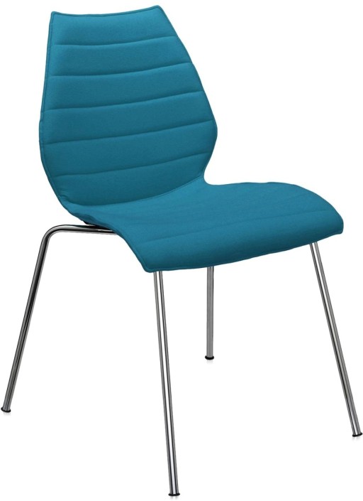 Scaun Kartell Maui Soft Trevira design Vico Magistretti  baza crom  tapiterie Trevira bleu