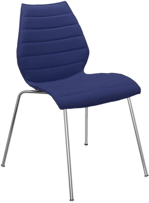 Scaun Kartell Maui Soft Trevira design Vico Magistretti  baza crom  tapiterie Trevira albastru
