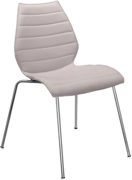 Scaun Kartell Maui Soft Trevira design Vico Magistretti  baza crom  tapiterie Trevira bej