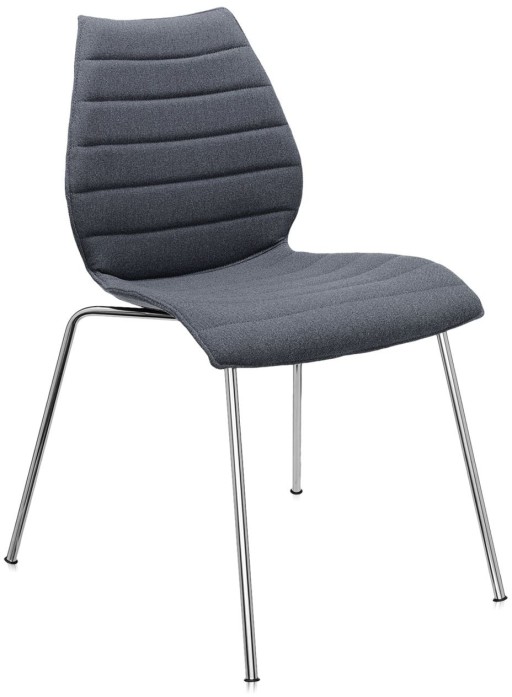 Scaun Kartell Maui Soft Trevira design Vico Magistretti  baza crom  tapiterie Trevira gri