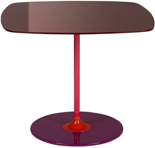 Masuta Kartell Thierry design Piero Lissoni  50x50x40cm  baza metal  blat sticla  burgundy