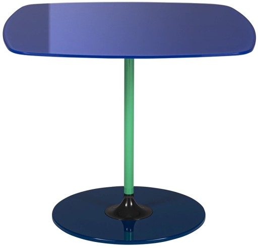 Masuta Kartell Thierry design Piero Lissoni  50x50x40cm  baza metal  blat sticla  albastru