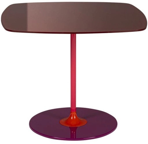 Masuta Kartell Thierry design Piero Lissoni  45x45x45cm  baza metal  blat sticla  burgundy