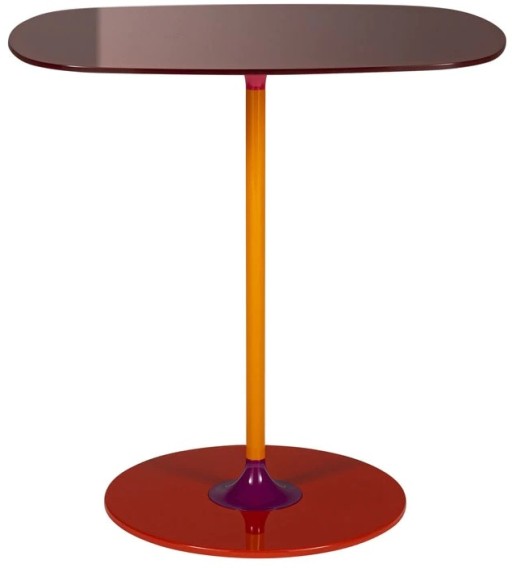 Masuta Kartell Thierry design Piero Lissoni  33x50x50cm  baza metal  blat sticla  burgundy