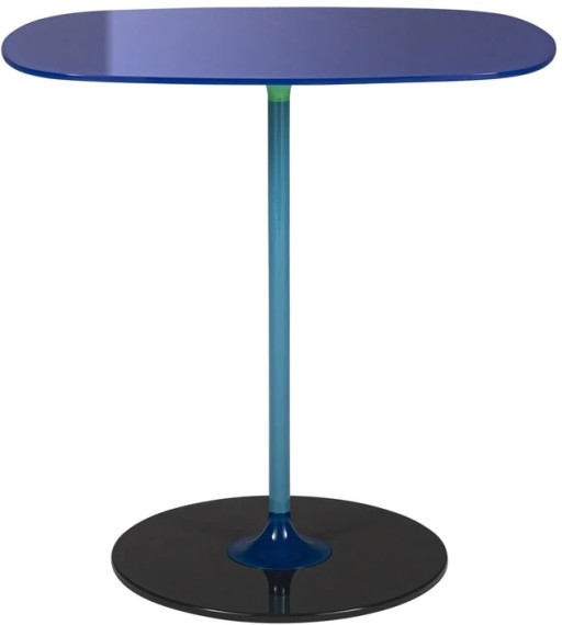 Masuta Kartell Thierry design Piero Lissoni  33x50x50cm  baza metal  blat sticla  albastru