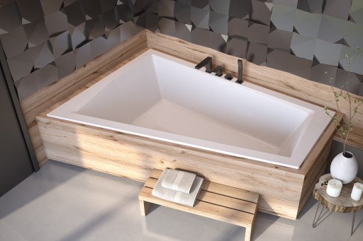Cada baie asimetrica Besco Intima Duo Slim 170x125cm  acril  incastrabila  orientare stanga