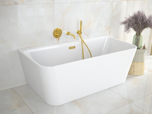 Cada freestanding Besco Varya 170x80cm  montare la perete  ventil si preaplin auriu