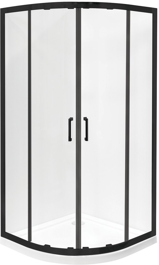 Cabina de dus semirotunda Besco Modern 90x90 tratata anticalcar  profil negru