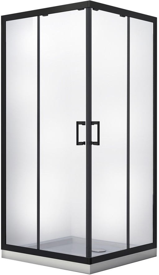Cabina de dus patrata Besco Modern 90x90 tratata anticalcar  profil negru