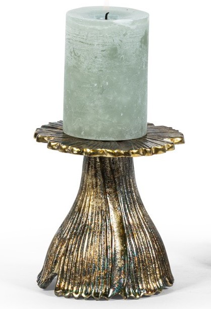 Suport lumanari Deko Senso Organic  Ø13x13cm  metal  patina verzuie
