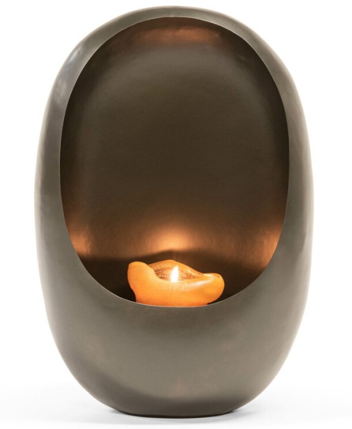 Suport lumanare Deko Senso Standing Egg  15x9x21cm  metal  zinc - auriu antichizat