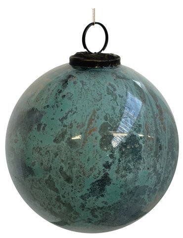 Decoratiune brad Deko Senso glob 15cm  sticla  verde cupru marmorat