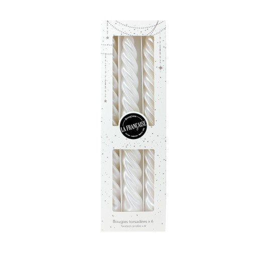 Set 6 lumanari La Francaise Colorama de Fetes Twist'n Light  h255mm  alb