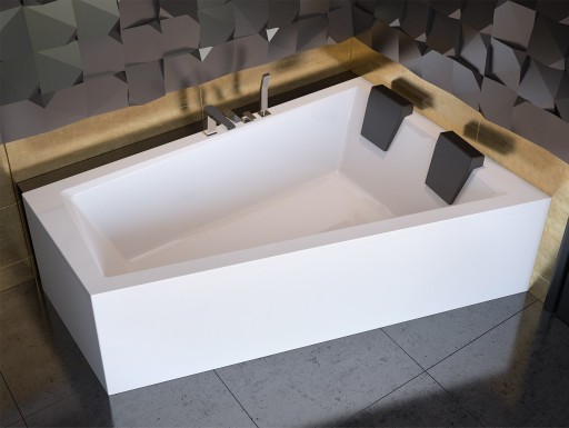 Cada baie asimetrica Besco Intima Duo 180x125cm  acril  orientare dreapta