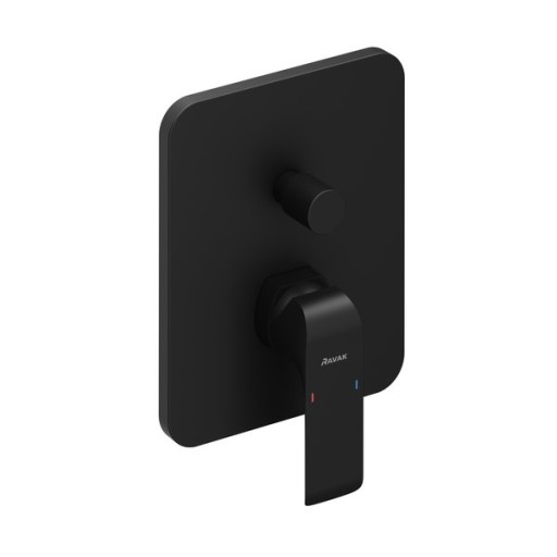 Baterie cada-dus Ravak Flat Black FL 065.20 cu montaj incastrat  necesita corp ingropat X070139  negru mat
