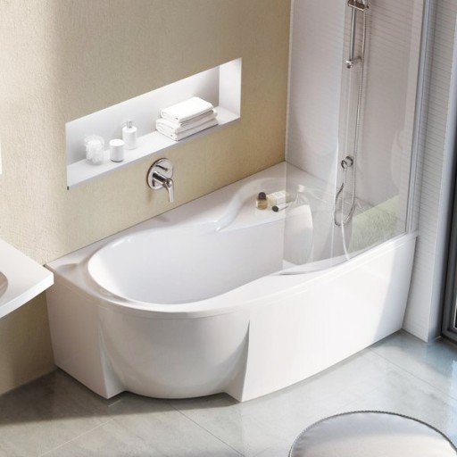Cada de baie asimetrica Ravak Rosa 95  160x95cm orientare dreapta  acril  alb