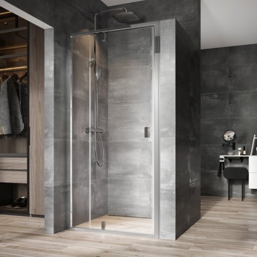 Usa de nisa batanta cu segment fix Ravak Nexty NDOP2-100  100cm  sticla transparenta 6mm  profil aluminiu lucios