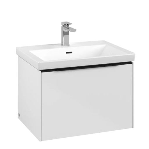 Dulap baza suspendat Villeroy & Boch Subway 3.0 622x429x478 mm cu un singur sertar  Brilliant White  maner Volcano Black