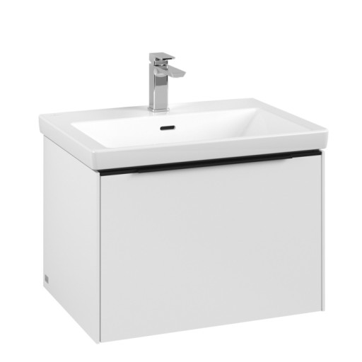 Dulap baza suspendat Villeroy & Boch Subway 3.0 622x429x478 mm cu un singur sertar  Pure White  maner Volcano Black