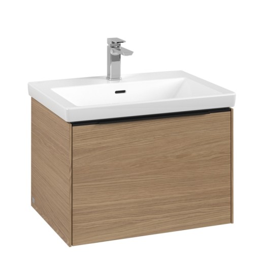 Dulap baza suspendat Villeroy & Boch Subway 3.0 622x429x478 mm cu un singur sertar  Nordic Oak  maner Volcano Black