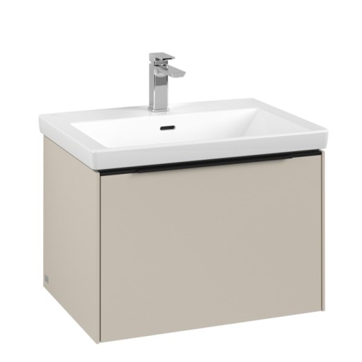 Dulap baza suspendat Villeroy & Boch Subway 3.0 622x429x478 mm cu un singur sertar  Cashmere Grey  maner Volcano Black