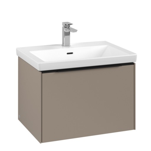 Dulap baza suspendat Villeroy & Boch Subway 3.0 622x429x478 mm cu un singur sertar  Taupe  maner Volcano Black