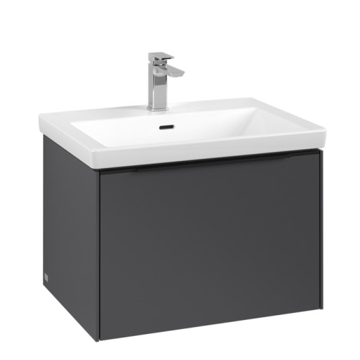 Dulap baza suspendat Villeroy & Boch Subway 3.0 622x429x478 mm cu un singur sertar  Graphite  maner Volcano Black