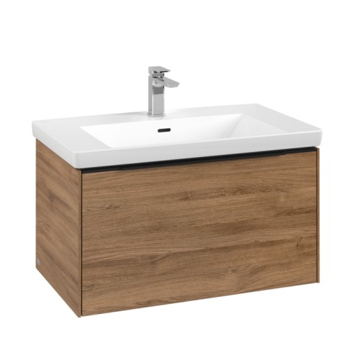 Dulap baza suspendat Villeroy & Boch Subway 3.0 772x429x478 mm cu un singur sertar  Oak Kansas  maner Volcano Black