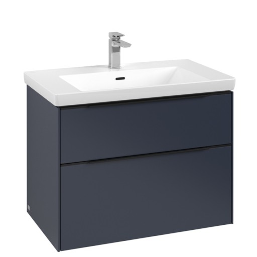 Dulap baza suspendat Villeroy & Boch Subway 3.0 772x576x478 mm cu doua sertare  Marine Blue  maner Volcano Black
