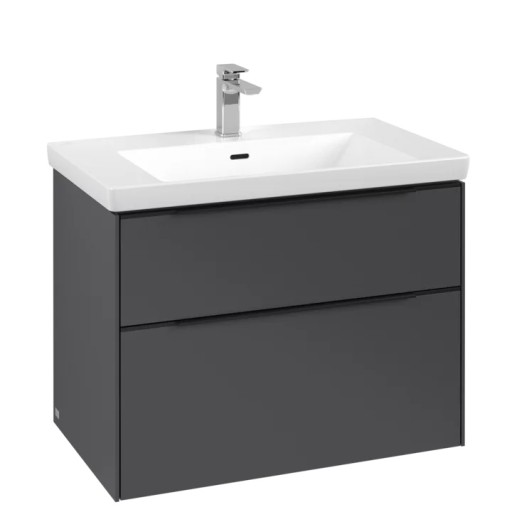 Dulap baza suspendat Villeroy & Boch Subway 3.0 772x576x478 mm cu doua sertare  Graphite  maner Volcano Black