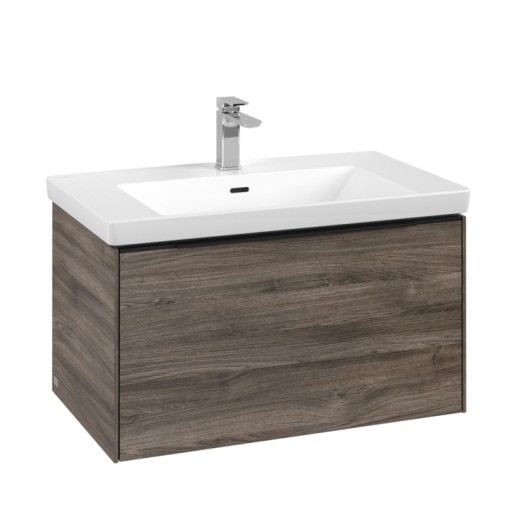 Dulap baza suspendat Villeroy & Boch Subway 3.0 772x429x478 mm cu un singur sertar  Stone Oak  maner Volcano Black