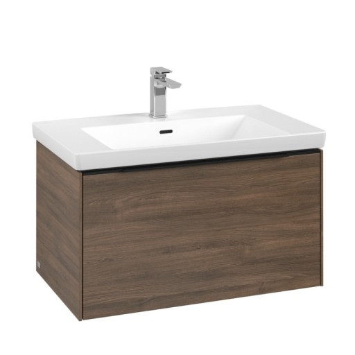 Dulap baza suspendat Villeroy & Boch Subway 3.0 772x429x478 mm cu un singur sertar  Arizona Oak  maner Volcano Black