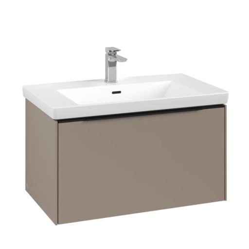 Dulap baza suspendat Villeroy & Boch Subway 3.0 772x429x478 mm cu un singur sertar  Taupe  maner Volcano Black