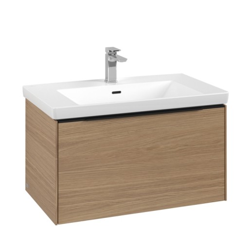 Dulap baza suspendat Villeroy & Boch Subway 3.0 772x429x478 mm cu un singur sertar  Nordic Oak  maner Volcano Black