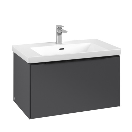 Dulap baza suspendat Villeroy & Boch Subway 3.0 772x429x478 mm cu un singur sertar  Graphite  maner Volcano Black