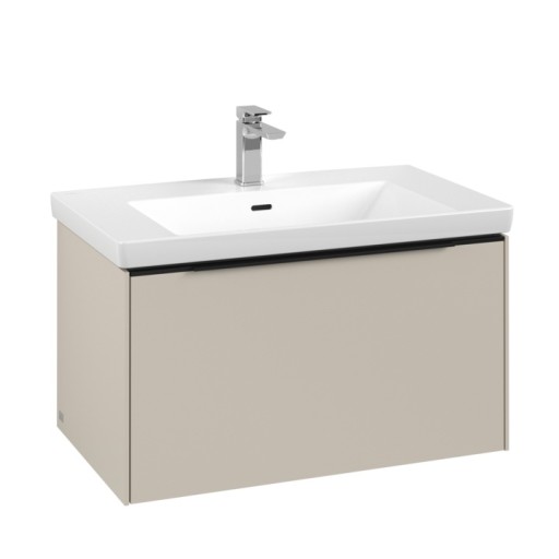 Dulap baza suspendat Villeroy & Boch Subway 3.0 772x429x478 mm cu un singur sertar  Cashmere Grey  maner Volcano Black