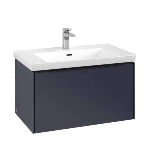 Dulap baza suspendat Villeroy & Boch Subway 3.0 772x429x478 mm cu un singur sertar  Marine Blue  maner Volcano Black