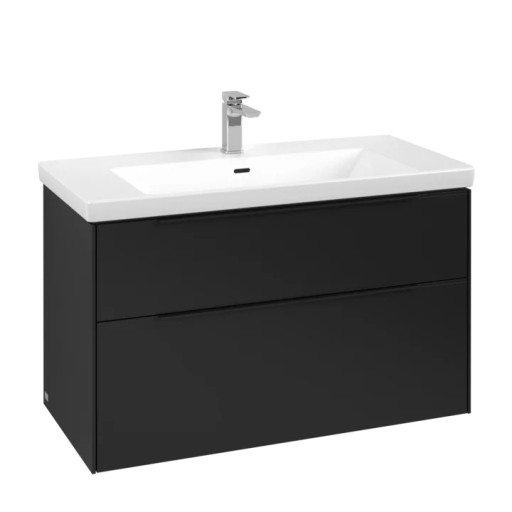 Dulap baza suspendat Villeroy & Boch Subway 3.0 973x576x478 mm cu doua sertare  Volcano Black  maner Volcano Black